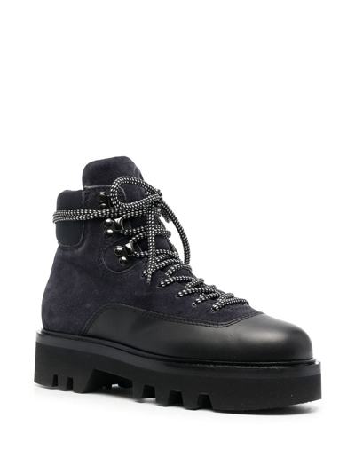 Furla Panelled Lace-up Boots In Schwarz