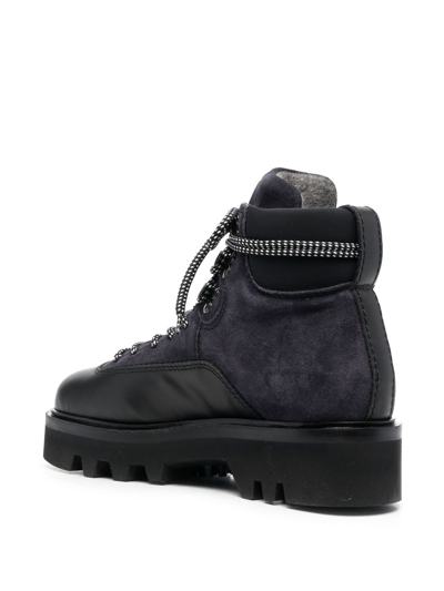 Furla Panelled Lace-up Boots In Schwarz