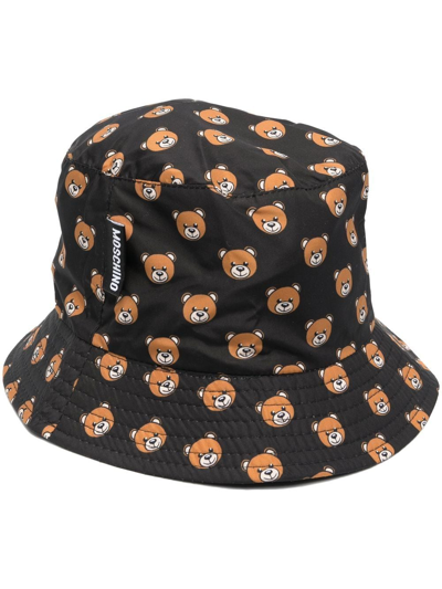 Shop Moschino Teddy-bear Print Bucket-hat In Black
