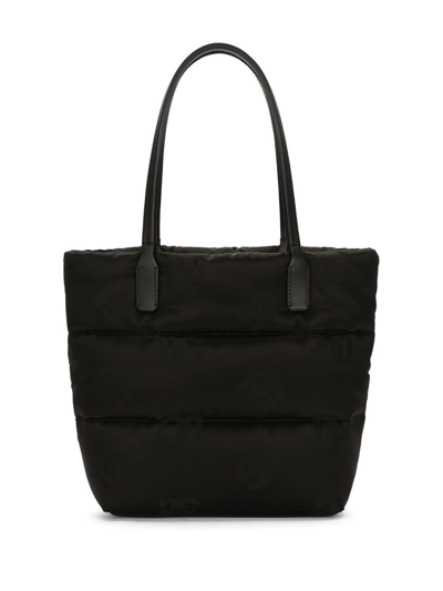 Shop Dolce & Gabbana Small Jacquard-logo Shopper Bag In Black