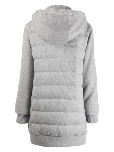 Shop Eleventy Bimateric Feather-down Cashmere Padded Coat In Grey