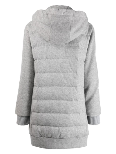 Eleventy Bimateric Feather-down Cashmere Padded Coat In Grey
