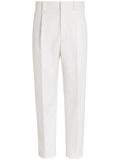 Shop Zegna Pleat-detail Tapered Jeans In White