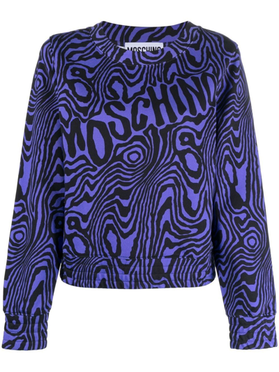 Shop Moschino Logo-print Cotton Sweatshirt In Blau