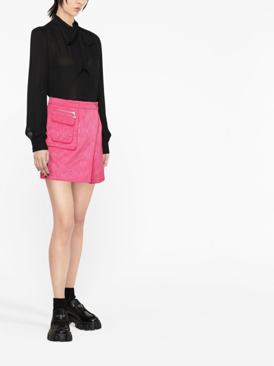 Moschino Long-sleeved Silk Shirt In Schwarz