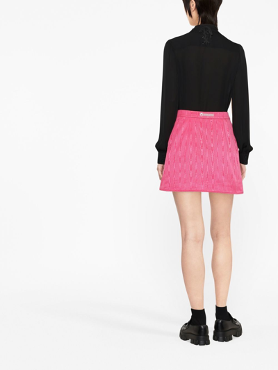 Moschino Long-sleeved Silk Shirt In Schwarz