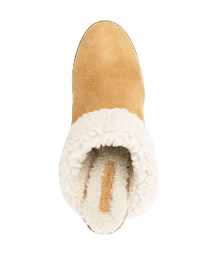 Shop Isabel Marant Shearling Wedge Mules In Braun