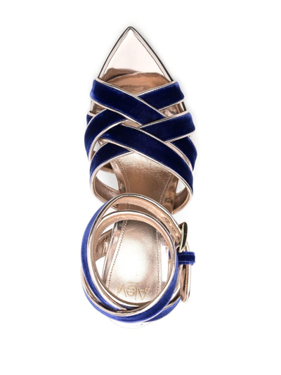 Shop Alevì 105mm Strappy Leather Sandals In Blau