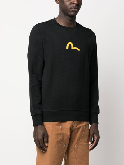 Shop Evisu Seagull-print Crew-neck Sweatshirt In Schwarz