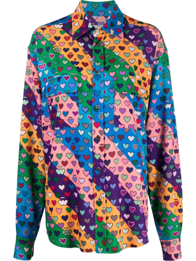 Shop Alessandro Enriquez Heart-print Shirt In Blau