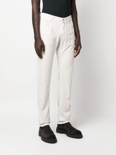 Jacob Cohen Mid-rise Straight-leg Chinos In Weiss