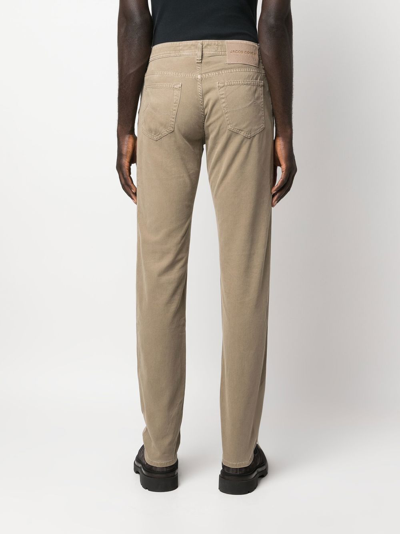 Shop Jacob Cohen Straight-leg Mid Rise Trousers In Braun