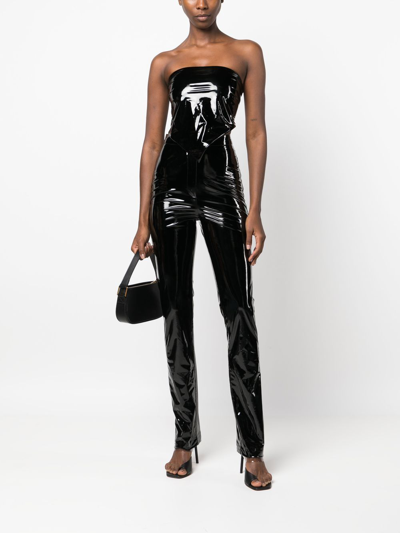 Shop Rotate Birger Christensen Strapless Patent Bandana Top In Schwarz