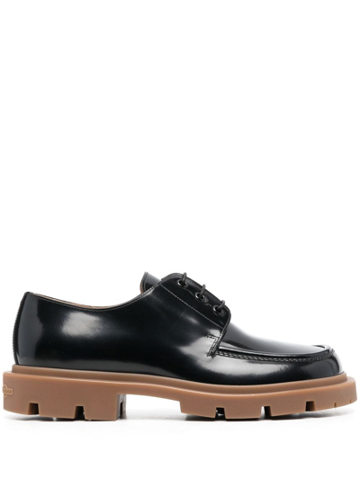 Shop Maison Margiela Ivy Patent-leather Derby Shoes In Black