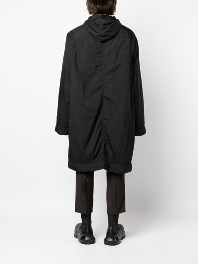 Rick Owens Drkshdw Hooded Quilted Coat In Schwarz