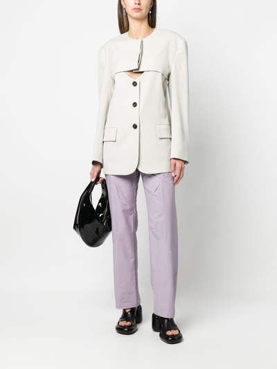 Low Classic Cut-out Buttoned Jacket In Grau