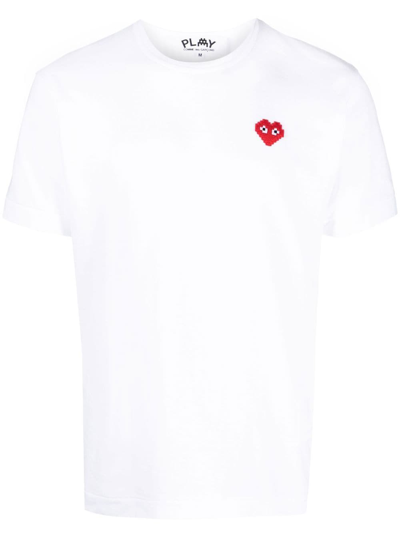 Shop Comme Des Garçons Play Short-sleeve Cotton T-shirt In Weiss