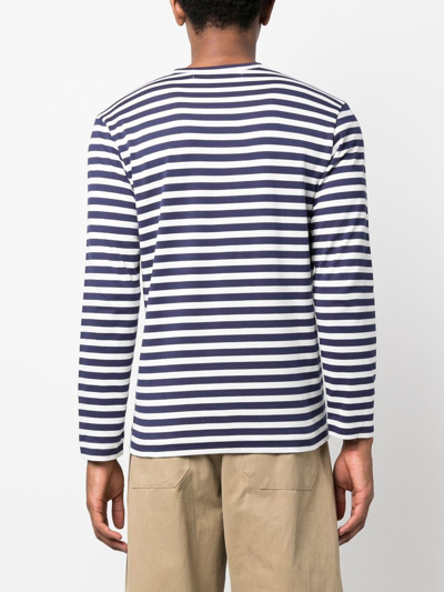 Shop Comme Des Garçons Play Stripe-pattern Cotton T-shirt In Blau