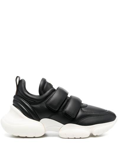 Shop Bally Touch-strap Leather Sneakers In Black