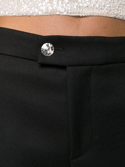 Shop Blumarine Crystal-button Straight-trousers In Schwarz