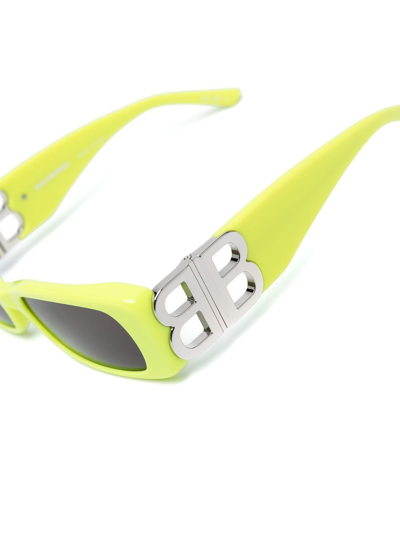 Balenciaga Logo-plaque Rectangle-frame Sunglasses In Gelb