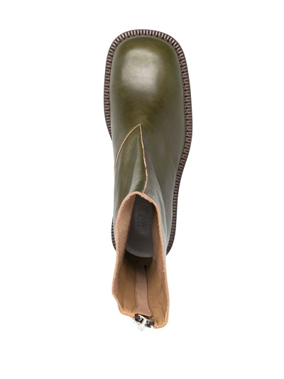 Shop Mm6 Maison Margiela Zip-up Leather Ankle Boots In Grün