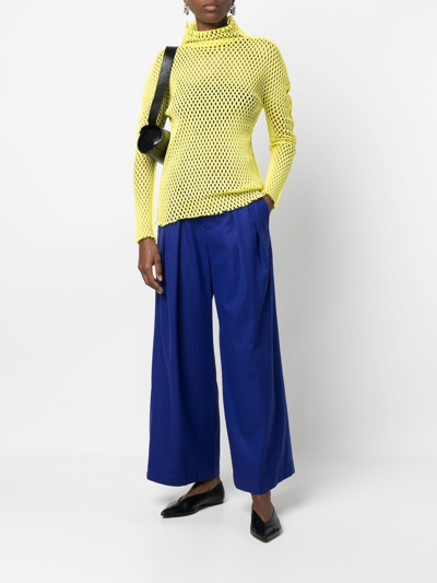 Shop Issey Miyake Perforated High-neck Top In Yellow