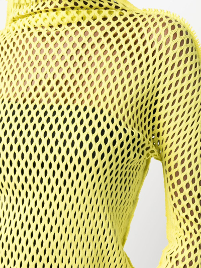 Shop Issey Miyake Perforated High-neck Top In Yellow