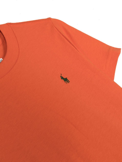 Shop Ralph Lauren Logo-embroidered Cotton T-shirt In Orange