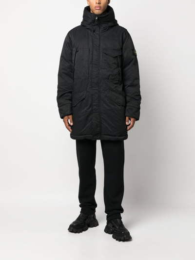 Stone Island Padded Zip-up Jacket In Schwarz