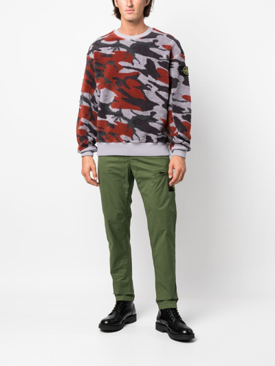 Shop Stone Island Camouflage-pattern Fleece Sweatshirt In Violett
