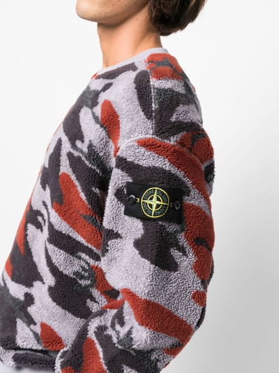 Shop Stone Island Camouflage-pattern Fleece Sweatshirt In Violett