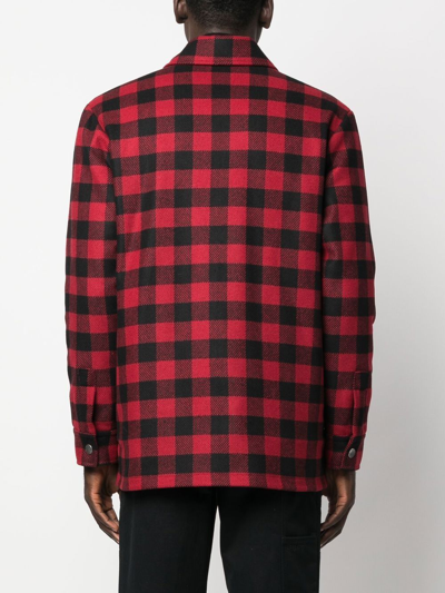 Shop Apc Plaid Zip-front Shirt Jacket In Rot