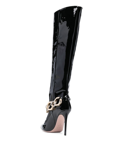 Shop Gedebe Stassie Patent 115mm Heeled Boots In Schwarz