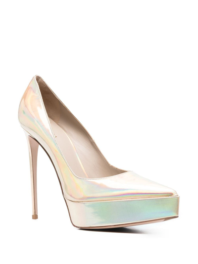 Le Silla Iridescent-finish 140mm Pumps In Nude