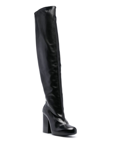 Shop Lemaire Knee-length Polished-finish Boots In Schwarz