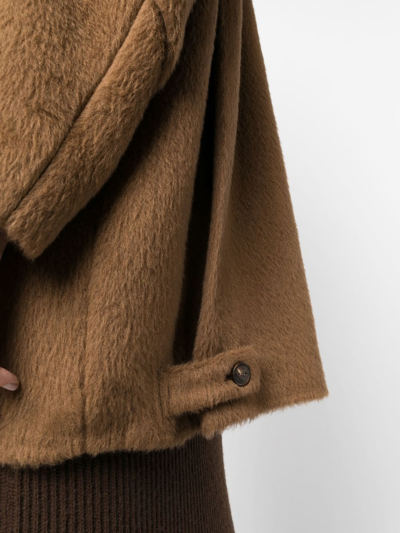Shop Hevo Zip-up Collared Coat In Braun