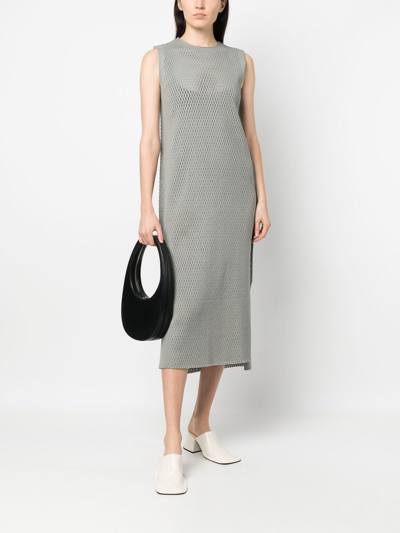 Shop Issey Miyake Semi-sheer Midi Dress In Grau