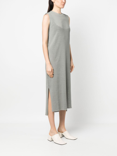Shop Issey Miyake Semi-sheer Midi Dress In Grau