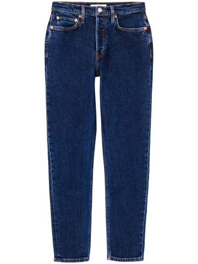 Shop Re/done High-rise Ankle-length Jeans In Blue
