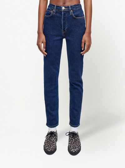 Shop Re/done High-rise Ankle-length Jeans In Blue
