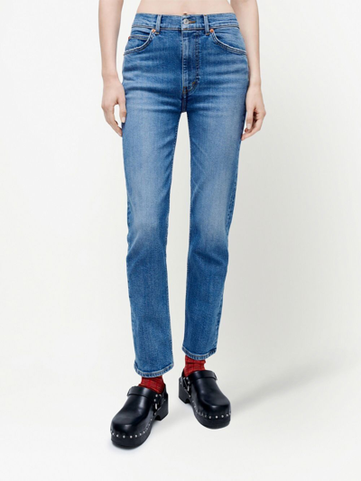 Shop Re/done 70s Bleached Straight-leg Jeans In Blau