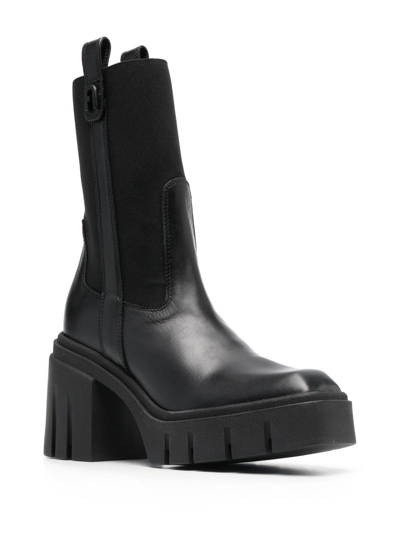 Shop Furla Ridged 95mm Block-heel Boots In Schwarz