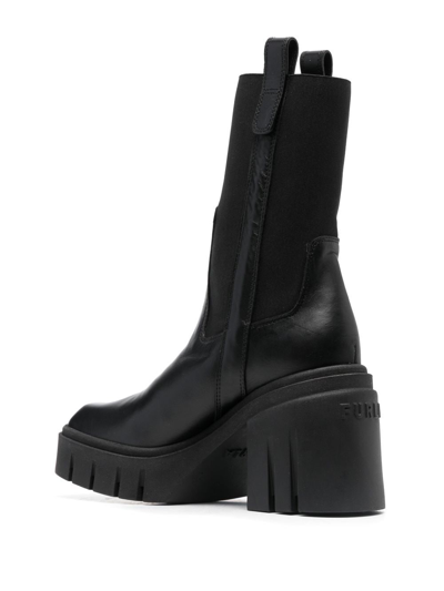 Shop Furla Ridged 95mm Block-heel Boots In Schwarz