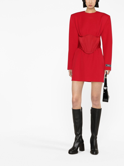 Shop Versace Corset Mini Dress In Rot