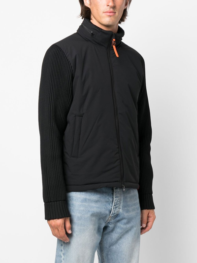 Shop Aspesi Knit-sleeves Padded Jacket In Schwarz