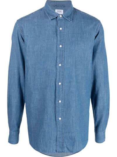 Shop Aspesi Long-sleeve Denim Shirt In Blau