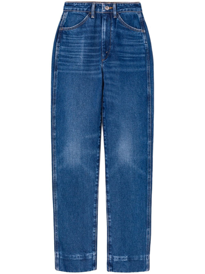 Shop Re/done 70s Straight-leg Mid-rise Jeans In Blau