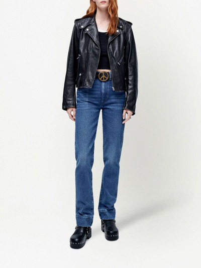 Shop Re/done 70s Straight-leg Mid-rise Jeans In Blau