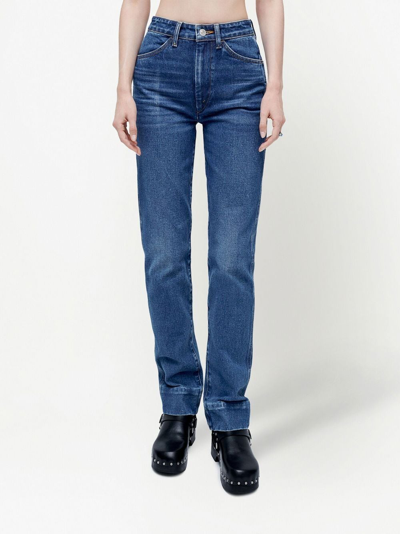 Shop Re/done 70s Straight-leg Mid-rise Jeans In Blau